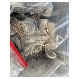Large Lot of Jewelry Making Supplies and Beads in Storage Bins