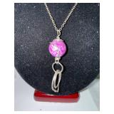 18-Inch Sterling Chain Necklace with Purple Turquoise Pendant