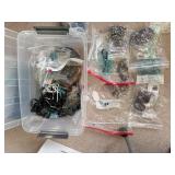 Large Collection of Assorted Beads and Strands in Plastic Storage Bin