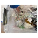 Large Collection of Assorted Beads and Strands in Plastic Storage Bin