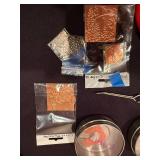 Jewelry Making Supplies Lot: Embossed Metal Blanks, Fine Silver Wire, Tools & Storage