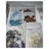 Large Assorted Lot of Gemstone, Glass, and Shell Beads with Organizer Case