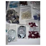 Large Assorted Lot of Gemstone, Glass, and Shell Beads with Organizer Case