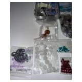 Large Assorted Lot of Gemstone, Glass, and Shell Beads with Organizer Case