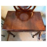 Vintage Wood Vanity Table with Oval Mirror and Drawer