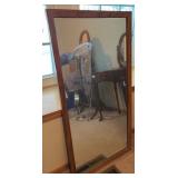 Wood Framed Rectangular Mirror 46x24 Inches