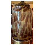 Hand-Blown Glass Table Lamp with Pleated Shade, 28 Inch Tall