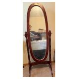 Vintage Wooden Cheval Floor Mirror, 60 Inch