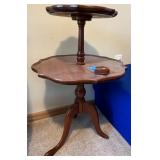 Vintage Two-Tier Wooden Side Table with Broken Foot