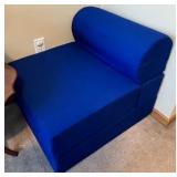 Blue Convertible Foam Chair Sleeper 63 Inch Length