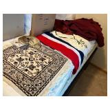 Assorted Linens, Table Runner, Small Rug, and Wig with Cap