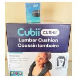 Lot of 3 Electronics and Wellness Items Including Echo Dot, Lumbar Cushion, and Brookstone Neck Massager