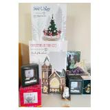 Collection of Christmas Village Decorations, Figurines, and Ornaments