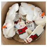 Collection of Christmas Village Decorations, Figurines, and Ornaments