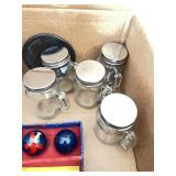 Assorted Miscellaneous Household Items Lot with Teacups, Decorative Baskets, and Small Jars