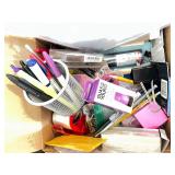 Large Lot of Office Supplies Including Organizers, Pens, Crayons, Binder Clips and Accessories