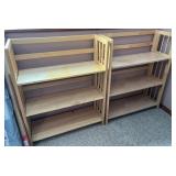 Pair of 3-Shelf Wooden Bookshelves, 37 Inches Tall