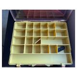 Upholstered Sewing Box and Double Stack Organizer with Assorted Sewing Supplies
