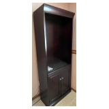 Dark Wood Bookcase with Double Door Cabinet, 72x29x12 Inches