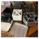 Assorted Desktop Organizers and Storage Boxes Collection