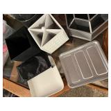 Assorted Desktop Organizers and Storage Boxes Collection