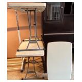 Set of 3 Small Adjustable Plastic Folding Tables with Metal Legs