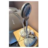 Rolling Wood Side Table with Adjustable Lamp and Magnifier