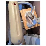 Rolling Wood Side Table with Adjustable Lamp and Magnifier