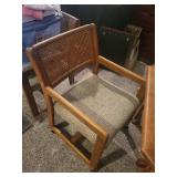 Octagonal Glass Top Dining Table with 6 Wood and Rattan Chairs