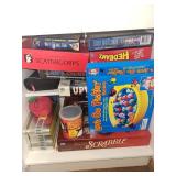 Board Game Collection Including Scrabble, Rummikub, Family Games, and Tin Sets