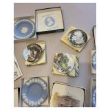 Collection of 9 Wedgwood and Crown Staffordshire Decorative Plates and Trinket Dishes with Boxes