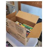 Box of Assorted Books Including Almanacs, Self-Help, and Travel Guides
