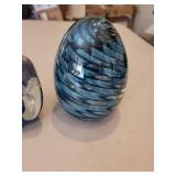 Set of 3 Art Glass Paperweights with Swirl and Floral Designs