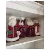Set of 4 Santa Claus Holiday Figurines with Red Velvet Robes