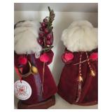 Set of 4 Santa Claus Holiday Figurines with Red Velvet Robes