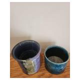 Set of 2 Glazed Studio Art Pottery Vessels