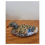 Set of 2 Handcrafted Bird Figurines - Duck and Pelican on Burl Wood