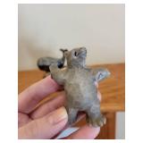 Carved Stone Animal Figurines - Bear and Whale on Rock Base