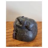 Group of 3 Stone Animal and Mushroom Figurines - Alabaster, Fossil, Amethyst