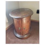 Pair of Vintage Oval Wooden End Tables with Storage