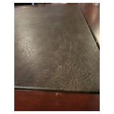 Square Storage Coffee Table with Faux Leather Top and 4 Rolling Ottomans