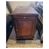 Wooden End Table with Pull-Out Tray and Storage Cabinet