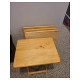 Set of 4 Wooden Folding TV Trays