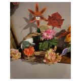 Lot of Artificial Floral Arrangements with Vases and Decorative Pieces