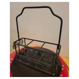 Group of Serving Pieces with Metal Caddy, Bowls, Cookie Plate, and Wooden Tray