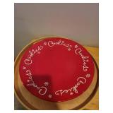 Group of Serving Pieces with Metal Caddy, Bowls, Cookie Plate, and Wooden Tray