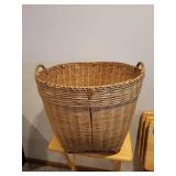 Large Woven Wicker Basket with Handles and Small Handheld Basket