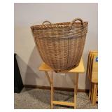 Large Woven Wicker Basket with Handles and Small Handheld Basket