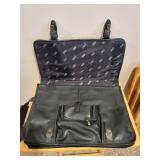 Bill Blass Black Leather Briefcase with Shoulder Strap