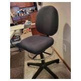 Adjustable Black Office Chair with Foot Ring and Wheels